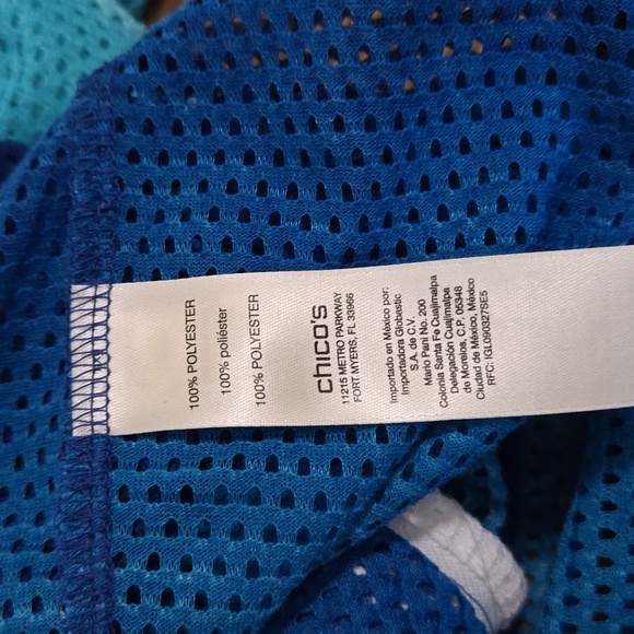 Chico's Weekend 3/4 Sleeve Ombre Blue Mesh Jacket Zip Front, M, Chicos Sz1/M - Picture 4 of 7